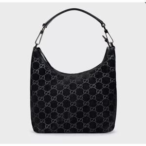 Gucci Abbey Black Suede Handbag with Dust Bag